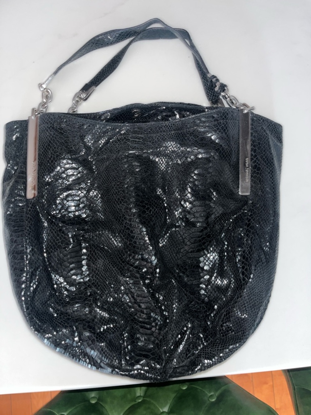 Michael Kors Black Faux-Snake Shoulder Bag